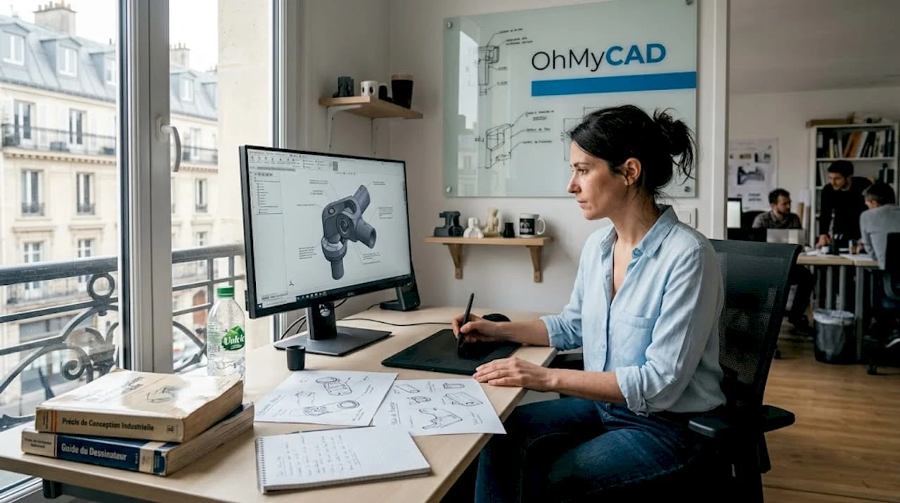 Un designer en train d’analyser un modèle 3D dans son atelier