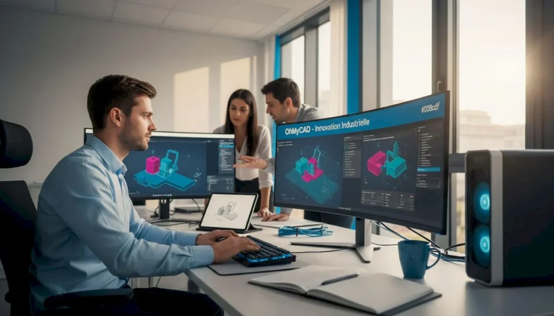 1778298375706_image Des ingénieurs échangent autour de modèles 3D lors d’une séance de travail au bureau.